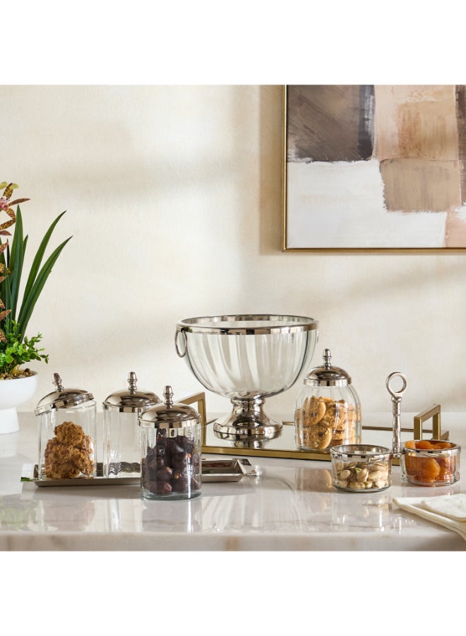 Home Box Glass Bowl with Stainless Steel Rim - 25x25x19 cm - Image 5